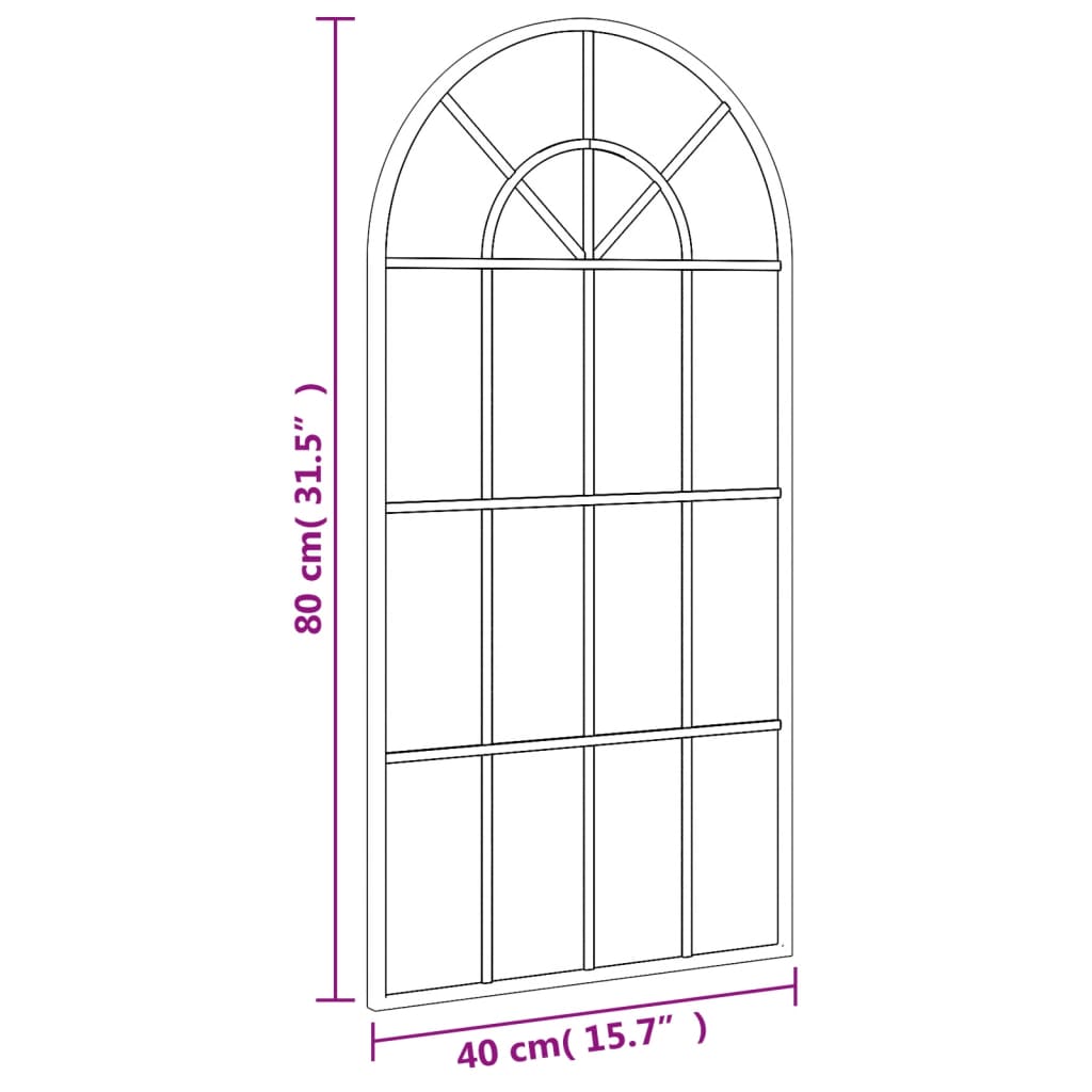 vidaXL Veggspeil svart 40x80 cm buet jern