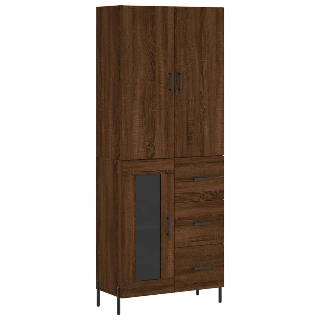 vidaXL Highboard brun eik 69,5x34x180 cm konstruert tre