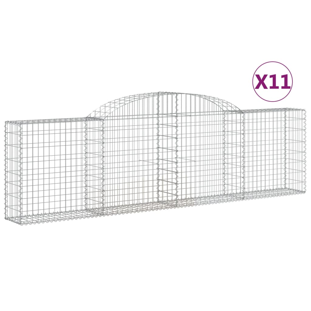 vidaXL Gabionkurver buede 11 stk 300x30x80/100 cm galvanisert jern