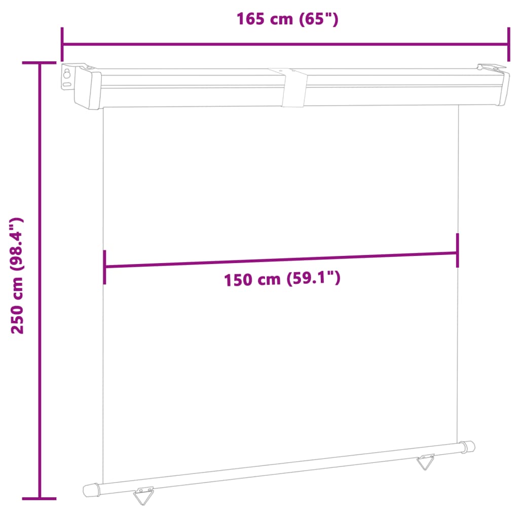 vidaXL Sidemarkise for balkong 165x250 cm svart