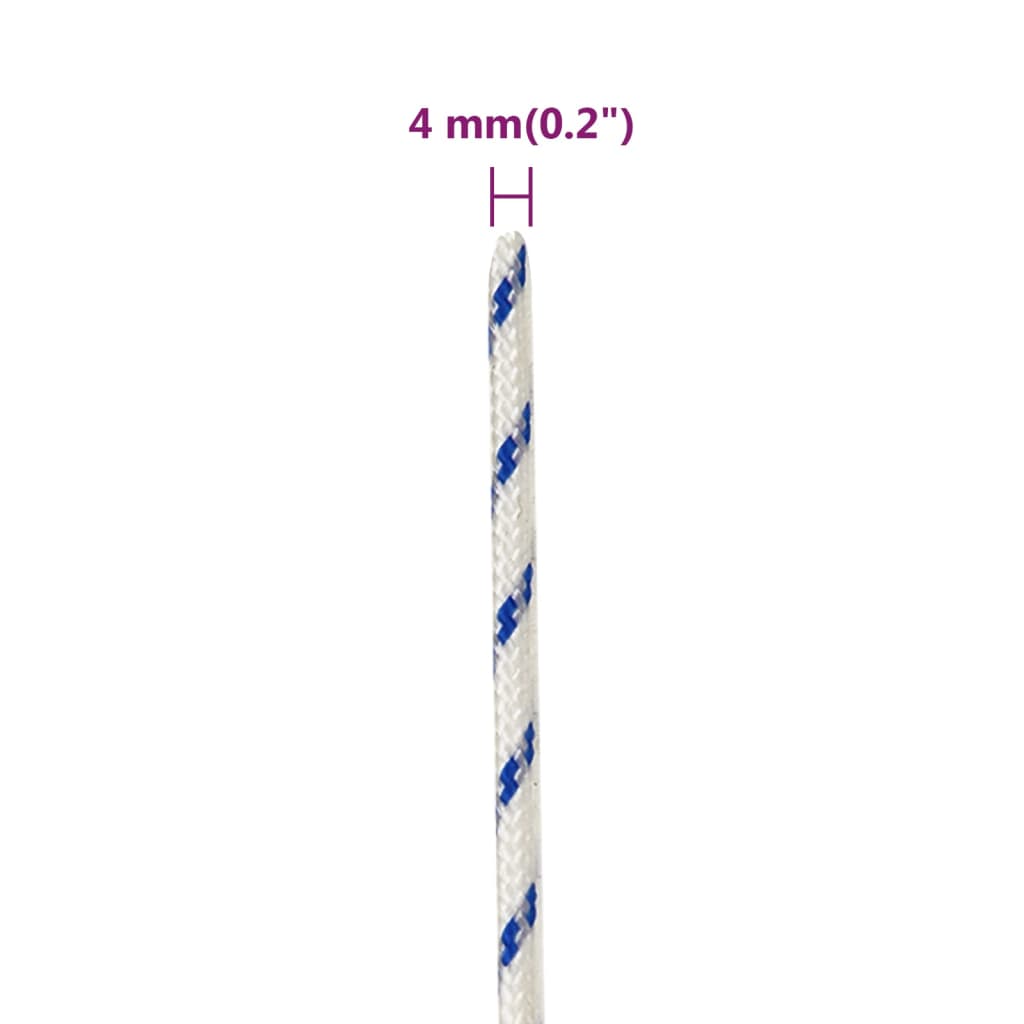 vidaXL Båttau hvit 4 mm 500 m polypropylen