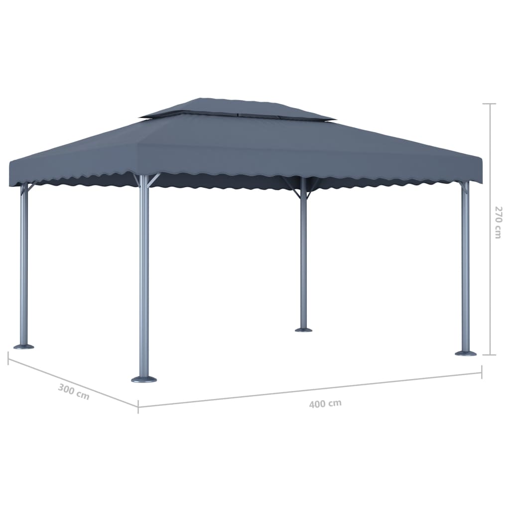 vidaXL Paviljong 400x300 cm antrasitt aluminium