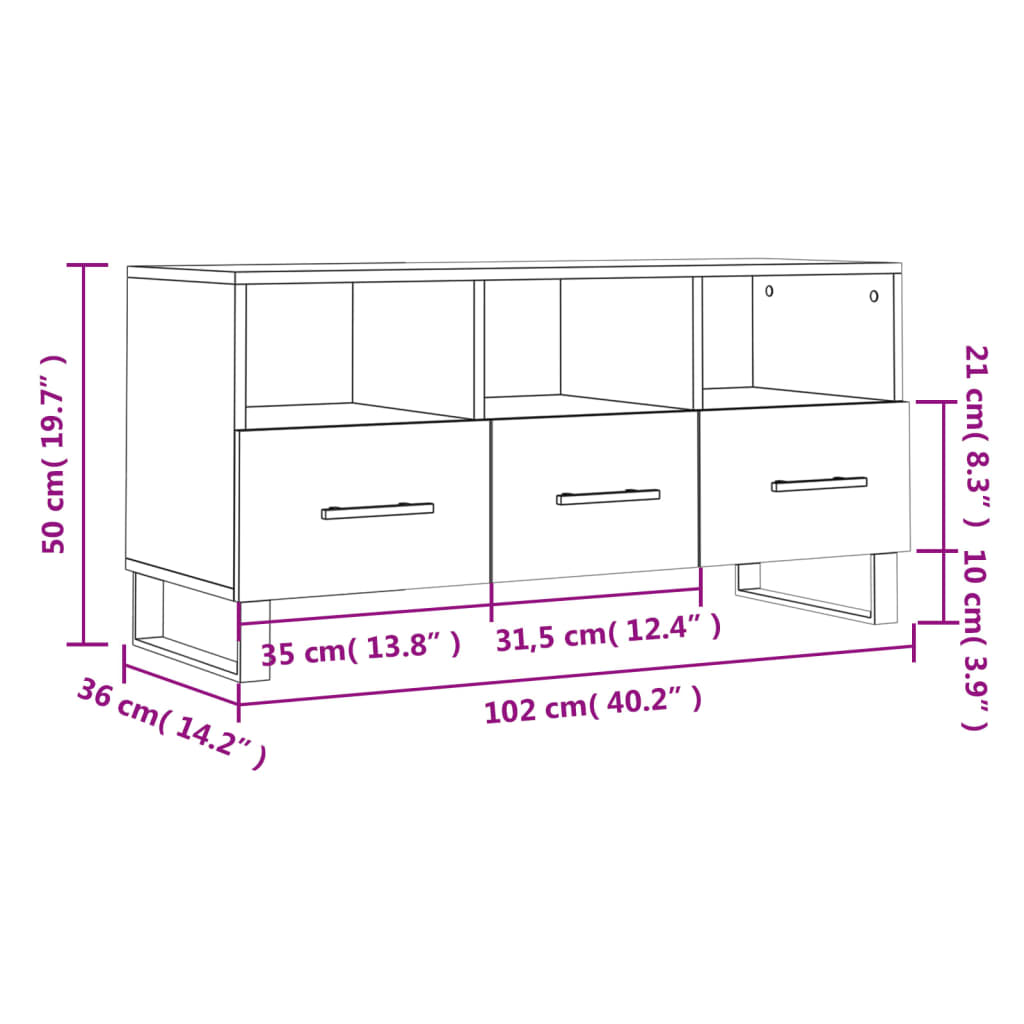 vidaXL TV-benk betonggrå 120x35x48 cm konstruert tre