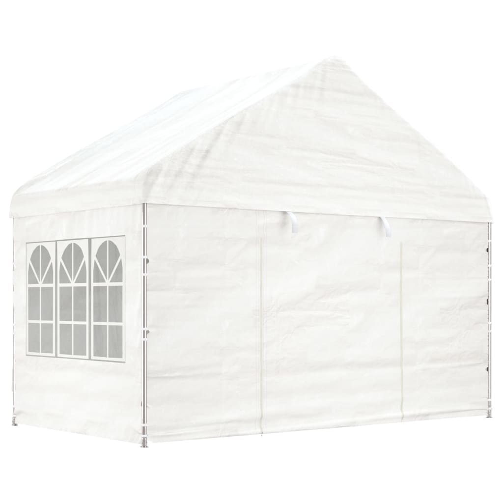 vidaXL Paviljong med tak hvit 13,38x4,08x3,22 m polyetylen