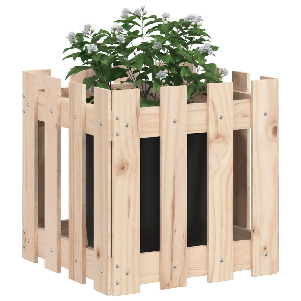 vidaXL Plantekasse med gjerdedesign 40x40x40 cm heltre furu