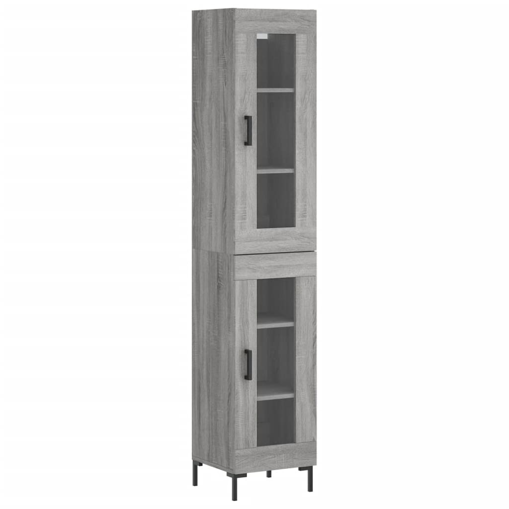 vidaXL Highboard grå sonoma 34,5x34x180 cm konstruert tre