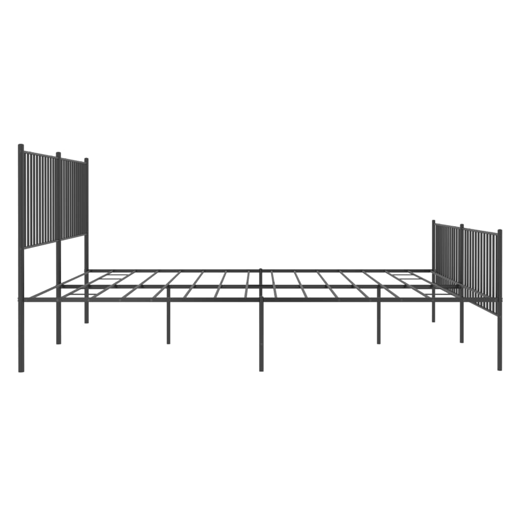 vidaXL Sengeramme i metall med hode- og fotgavl svart 200x200 cm