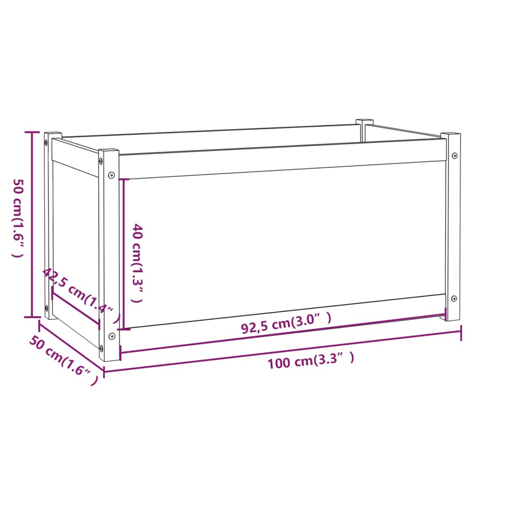 vidaXL Plantekasse 2 stk grå 100x50x50 cm heltre furu