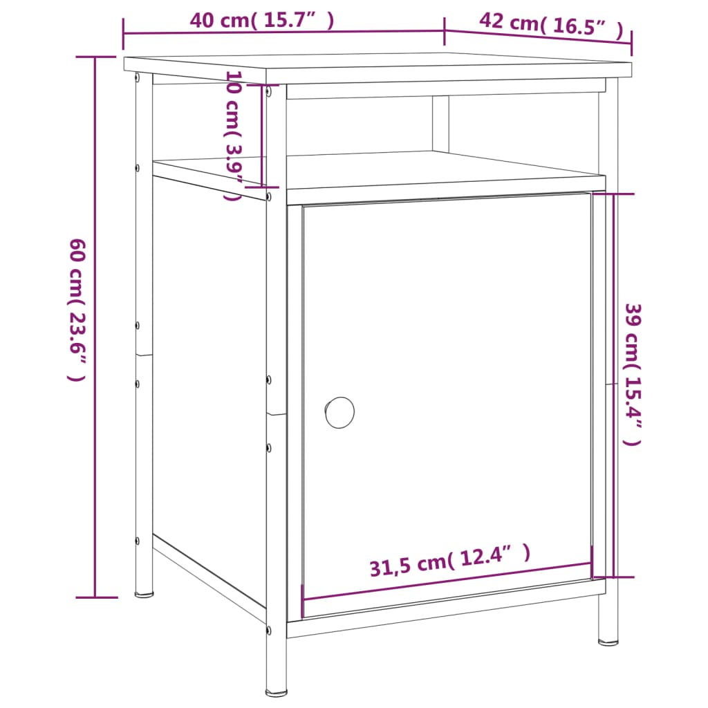 vidaXL Nattbord 2 stk svart 40x42x60 cm konstruert tre