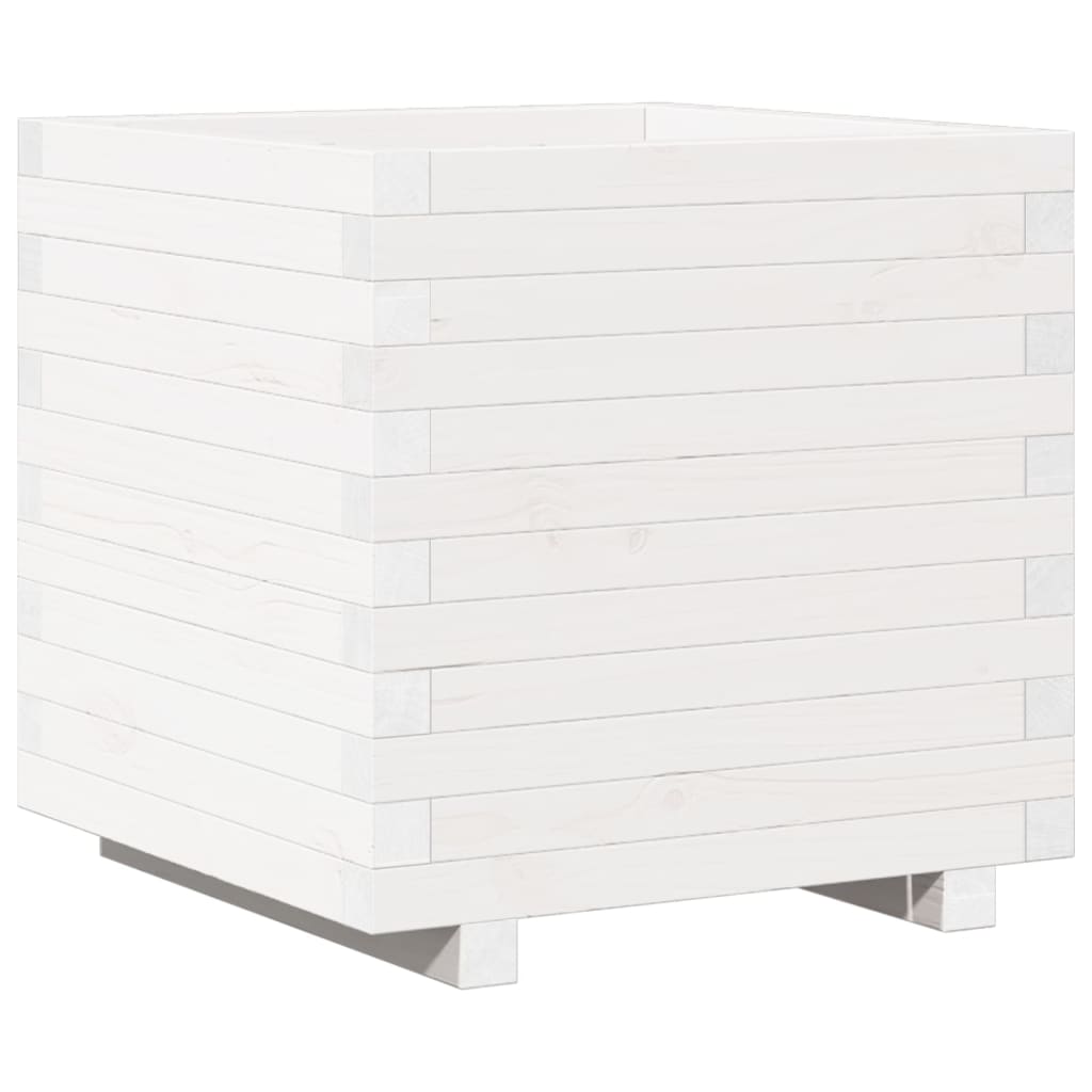 vidaXL Plantekasse hvit 50x50x49,5 cm heltre furu