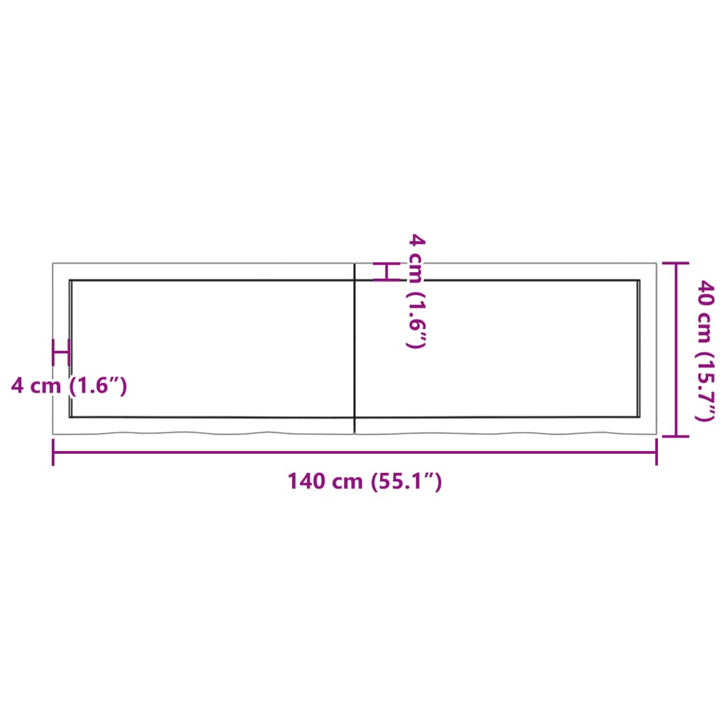 vidaXL Benkeplate til bad mørkebrun 140x40x(2-4) cm behandlet heltre