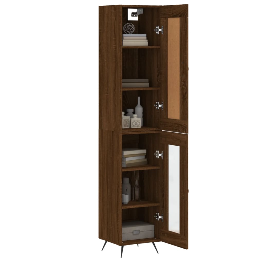 vidaXL Highboard brun eik 34,5x34x180 cm konstruert tre