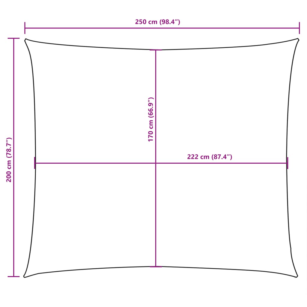 vidaXL Solseil oxfordstoff rektangulær 2x2,5 m brun