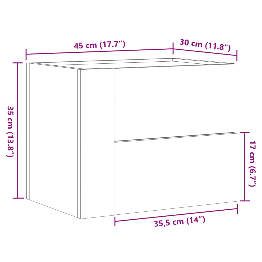 vidaXL Veggmonterte nattbord 2 stk hvit 45x30x35 cm