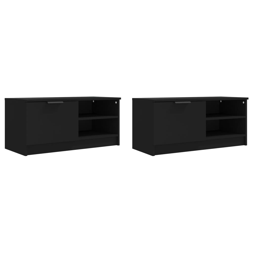 vidaXL TV-benker 2 stk svart 80x35x36,5 cm konstruert tre