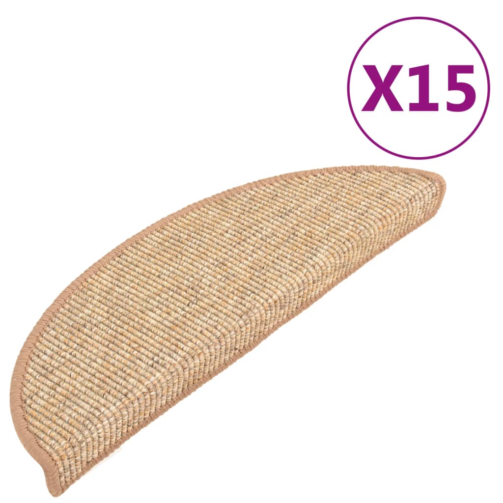 vidaXL Selvklebende trappematter 15 stk 56x17x3 cm lysebrun