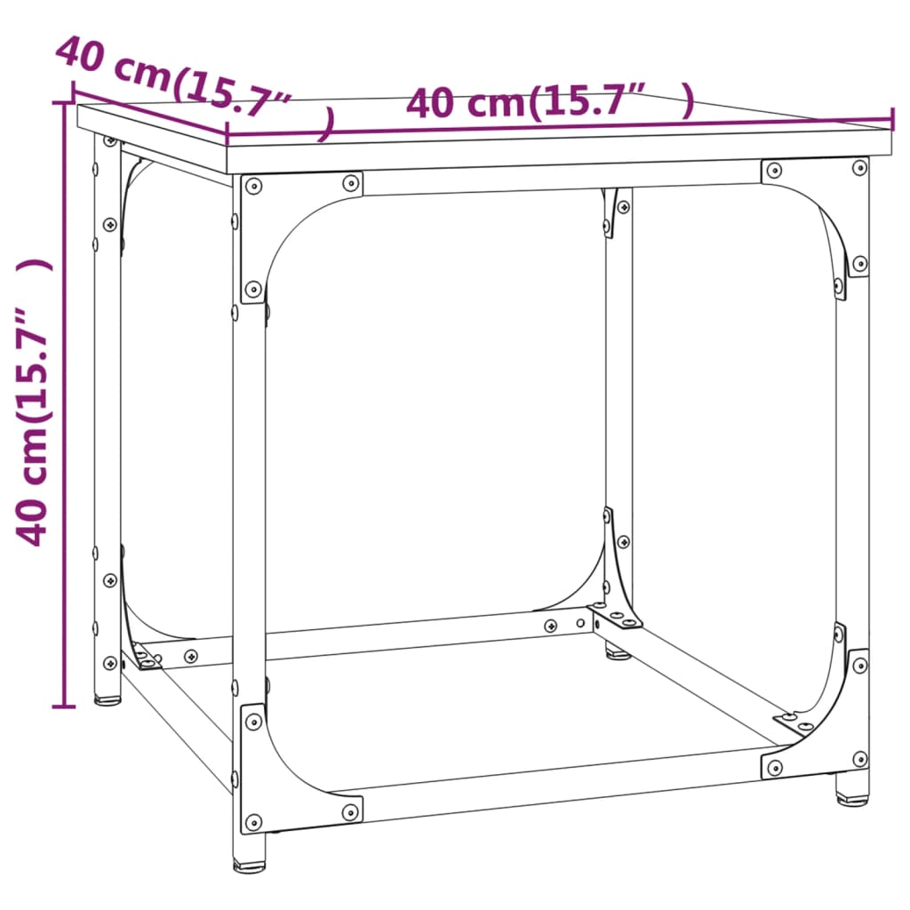 vidaXL Sidebord brun eik 40x40x40 cm konstruert tre