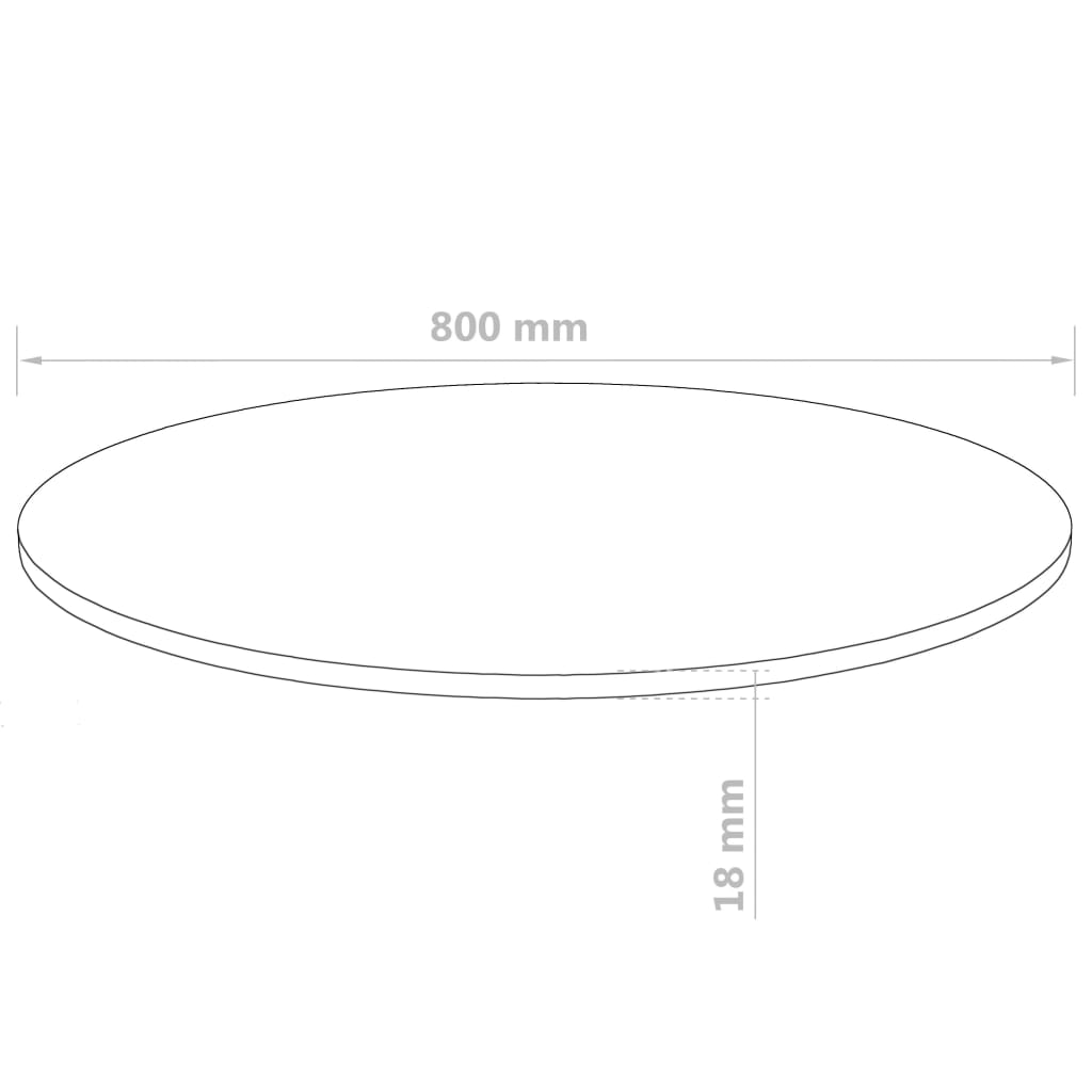 vidaXL Bordplate rund MDF 800x18 mm