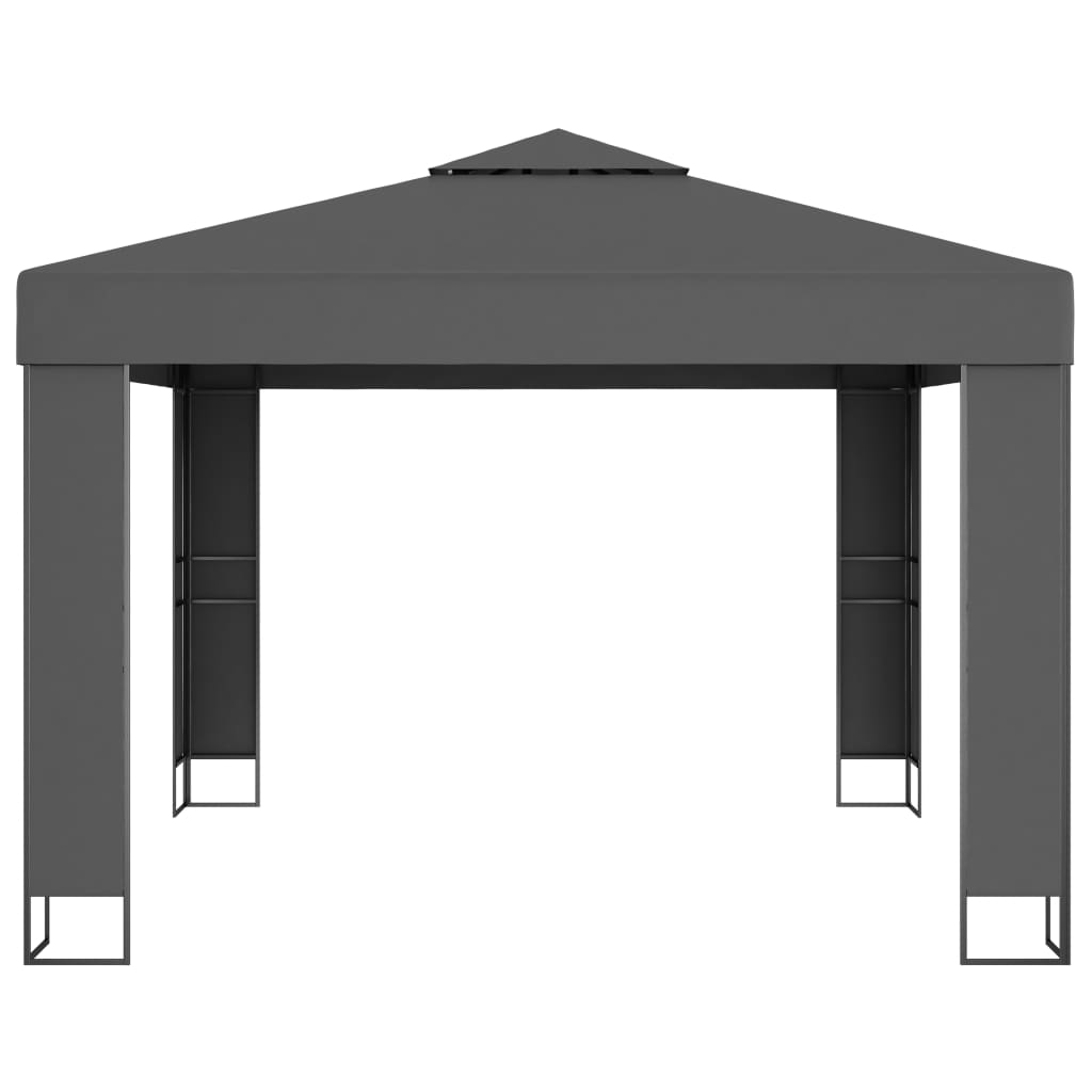 vidaXL Paviljong med dobbelt tak og LED-lysslynge 3x3 m antrasitt
