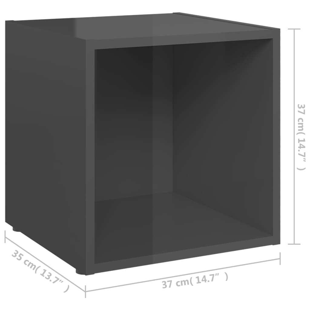 vidaXL TV-benker 4 stk høyglans grå 37x35x37 cm konstruert tre