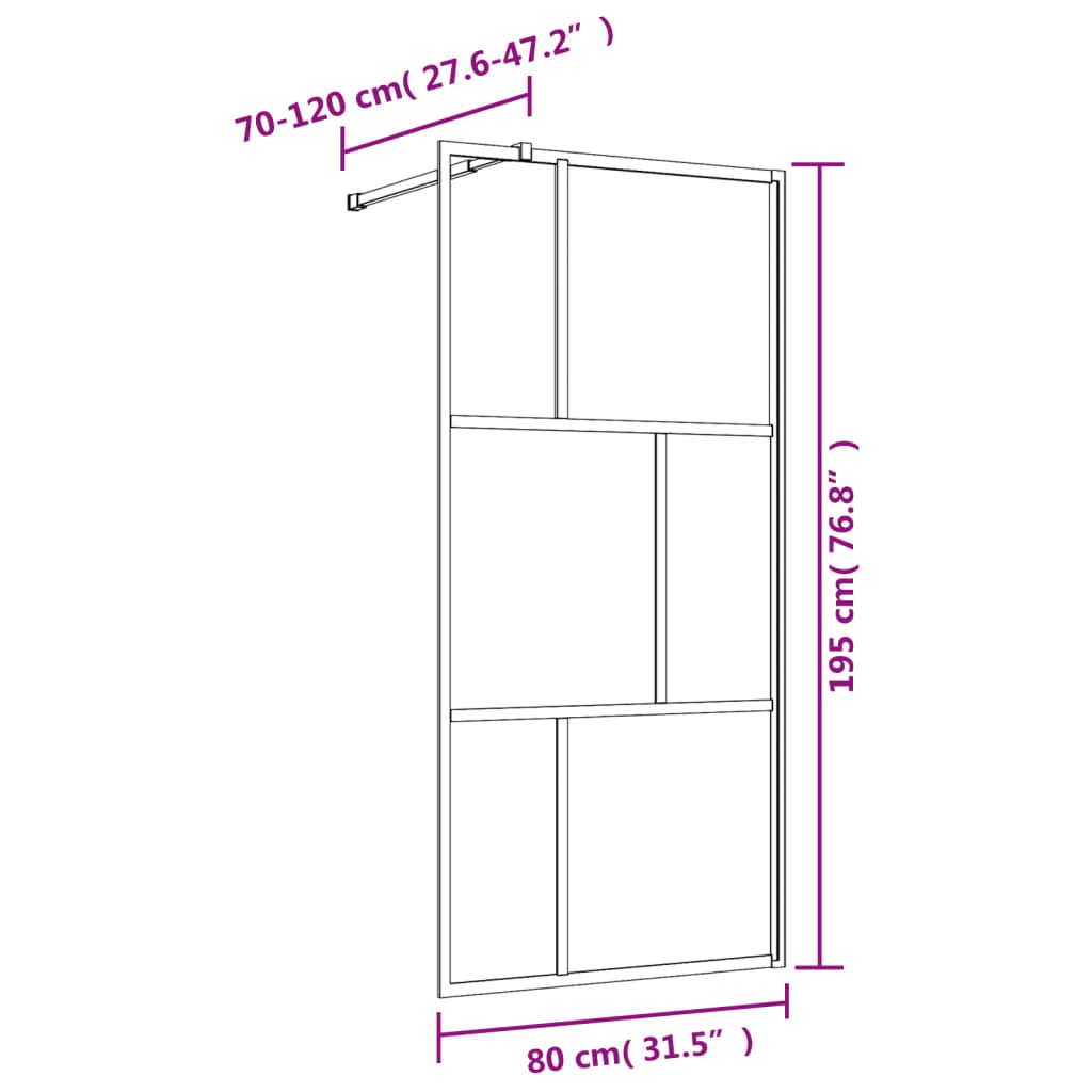 vidaXL Dusjvegg med klart ESG-glass rød 80x195 cm