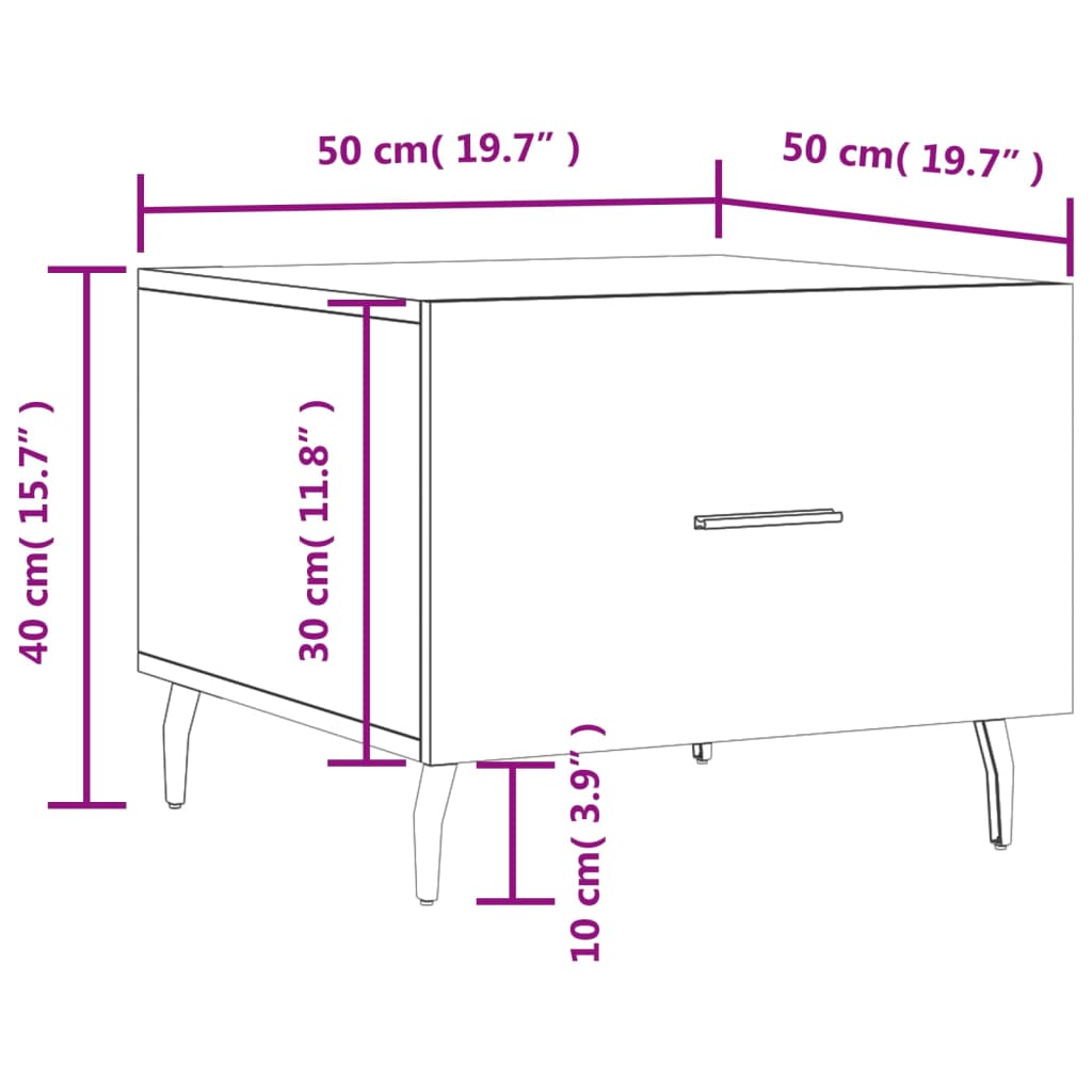 vidaXL Salongbord 2 stk svart 50x50x40 cm konstruert tre