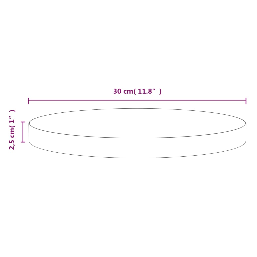 vidaXL Bordplate hvit Ø30x2,5 cm heltre furu