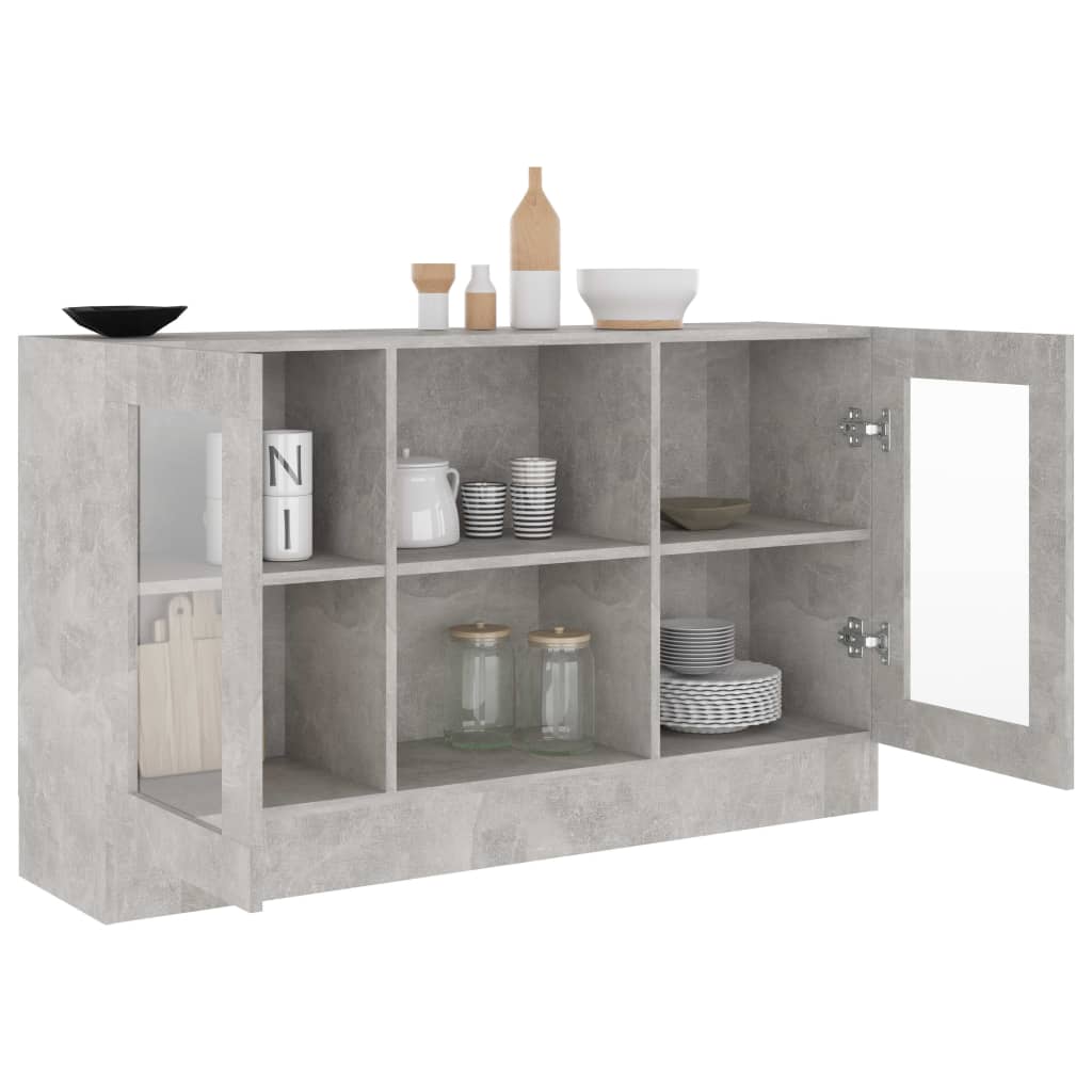 vidaXL Vitrine betonggrå 120x30,5x70 cm konstruert tre