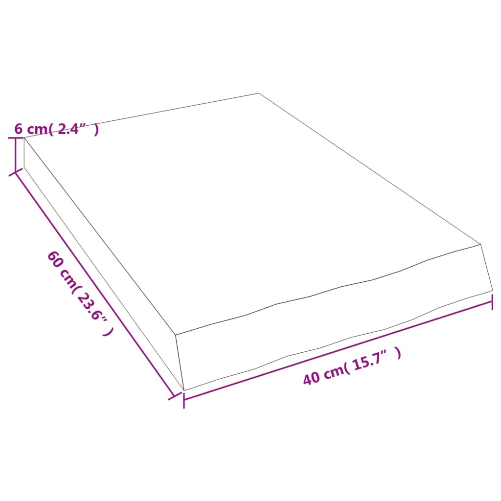 vidaXL Benkeplate til bad lysebrun 40x60x(2-6) cm behandlet heltre