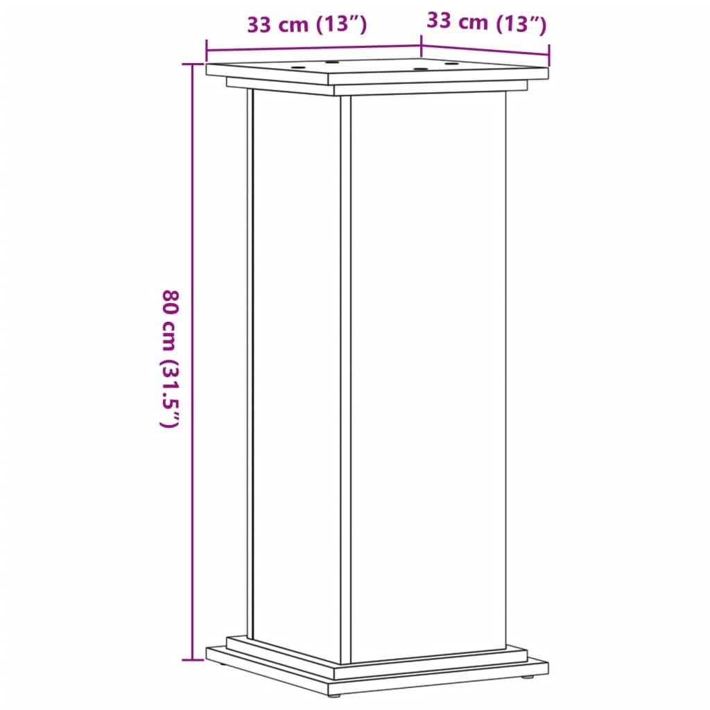 vidaXL Plantestativ grå sonoma 33x33x80 cm konstruert tre