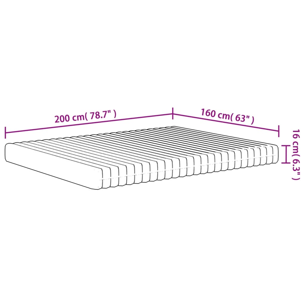 vidaXL Skummadrass middels myk 160x200 cm