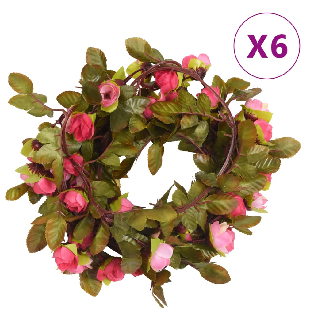 vidaXL Blomsterkranser for jul 6 stk rose 215 cm