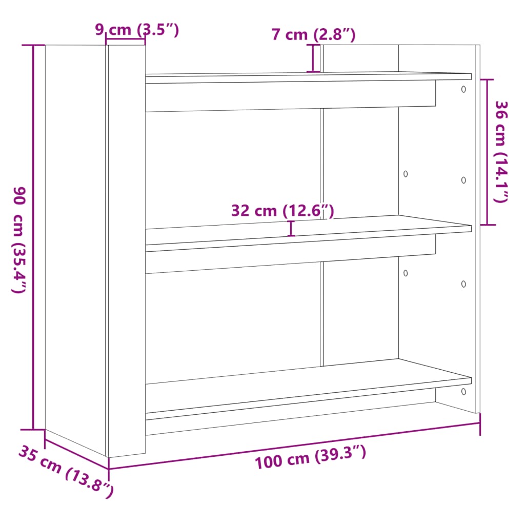 vidaXL Konsollbord sonoma eik 100x35x90 cm konstruert tre