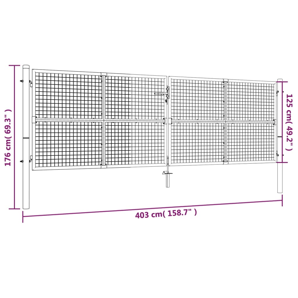 vidaXL Nettinghageport stål 390x125 cm grønn