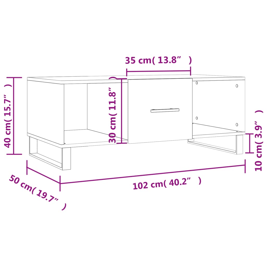 vidaXL Salongbord betonggrå 102x50x40 cm konstruert tre