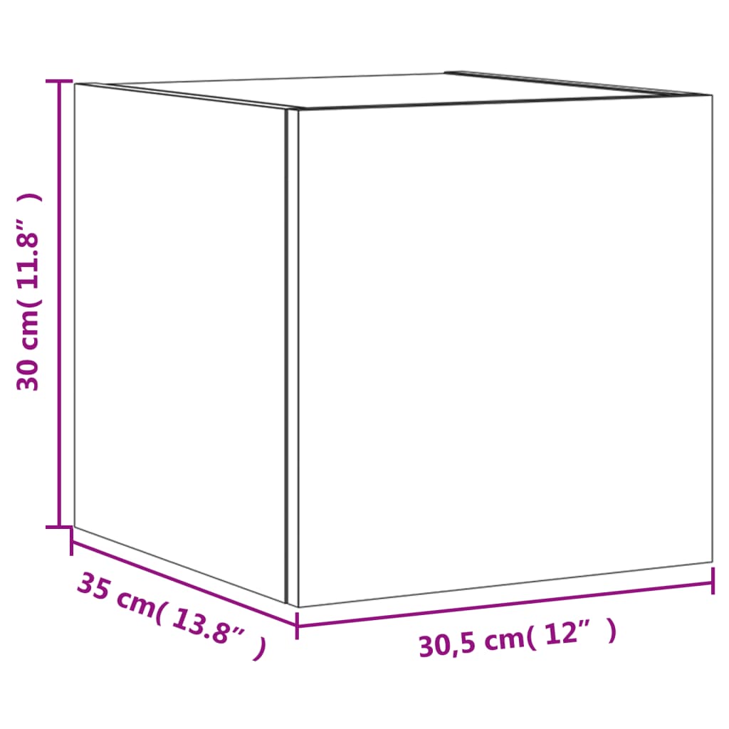 vidaXL Vegghengt TV-benk med LED hvit 30,5x35x30 cm