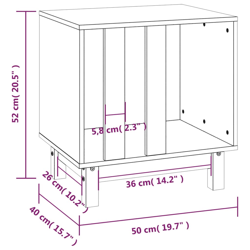 vidaXL Hundehus hvit 50x40x52 cm heltre furu