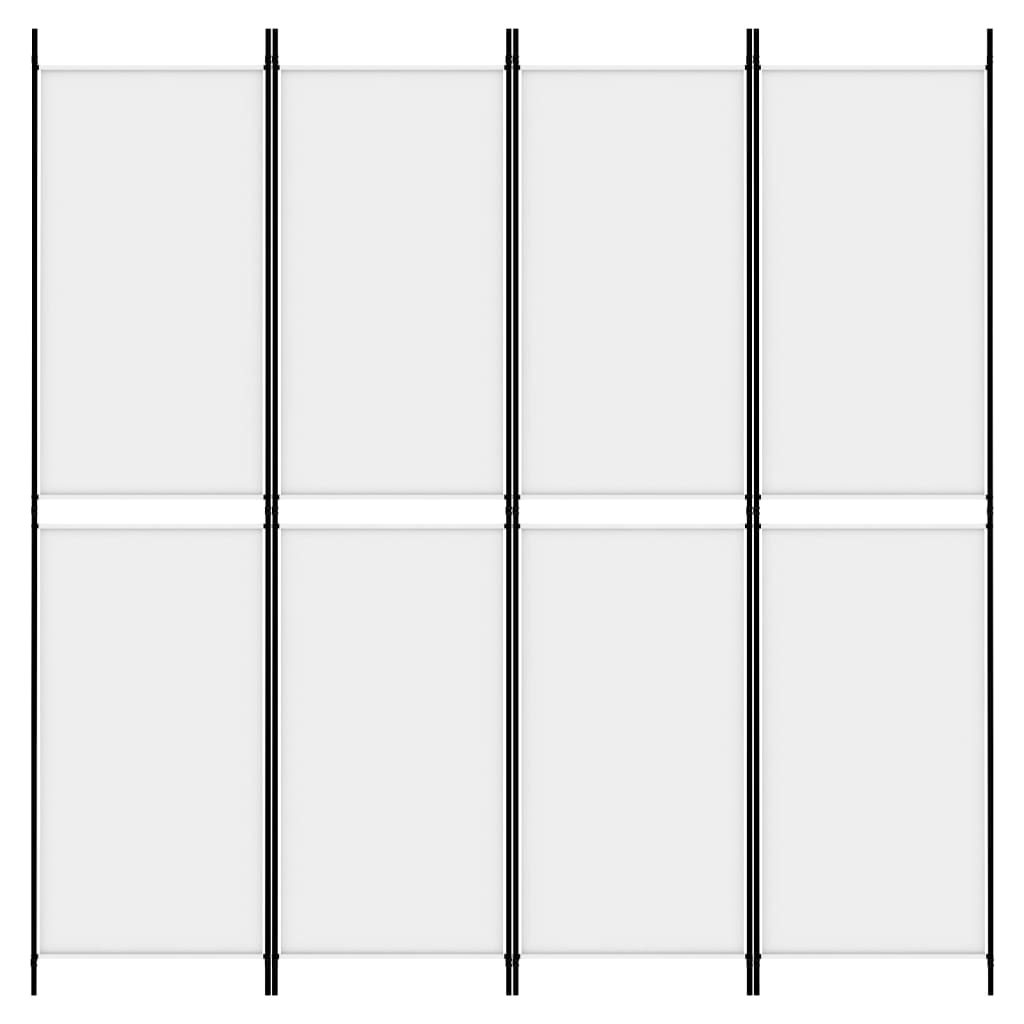 vidaXL Romdeler 4 paneler hvit 200x200 cm stoff