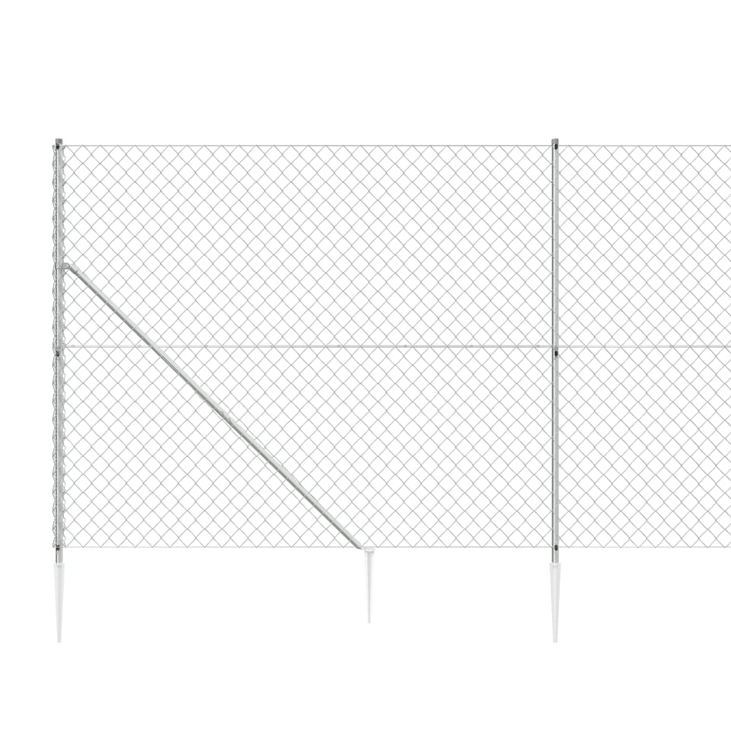 vidaXL Nettinggjerde med stolpespyd 1,8x10 m sølv