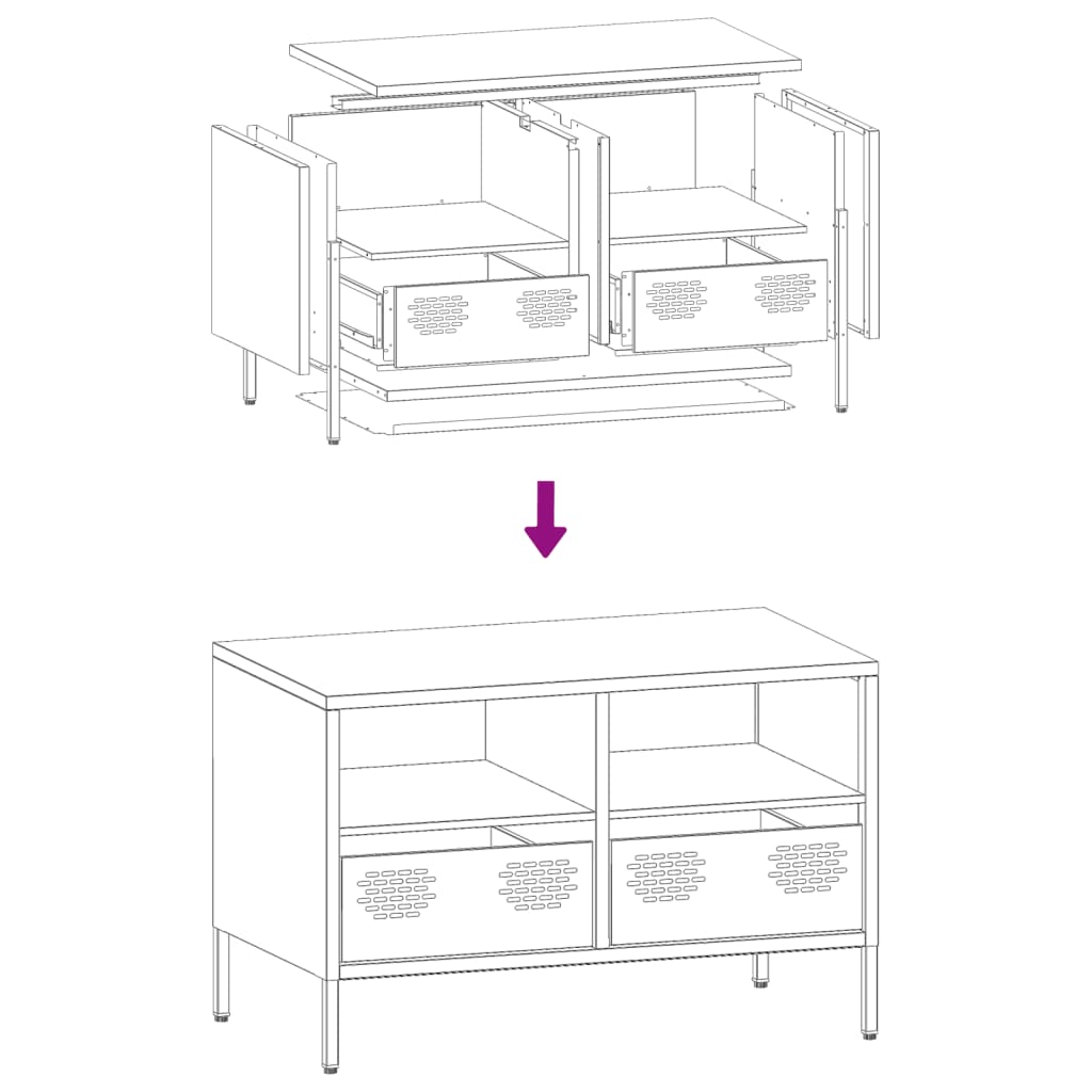 vidaXL TV-benk antrasitt 68x39x43,5 cm kaldvalset stål