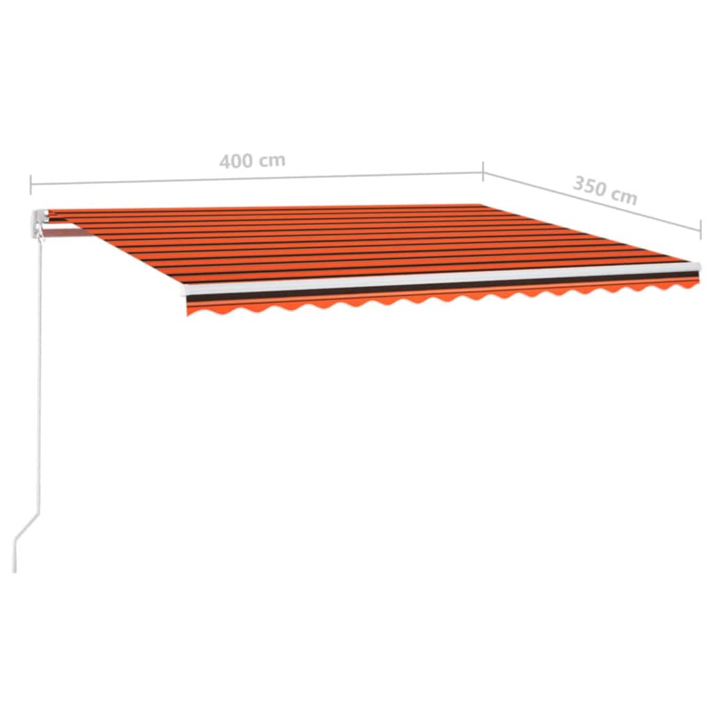 vidaXL Manuell uttrekkbar markise 400x350 cm oransje og brun