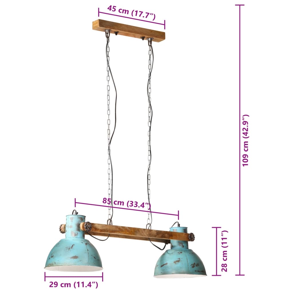 vidaXL Hengelampe 25 W denimblå 85x28x109 cm E27