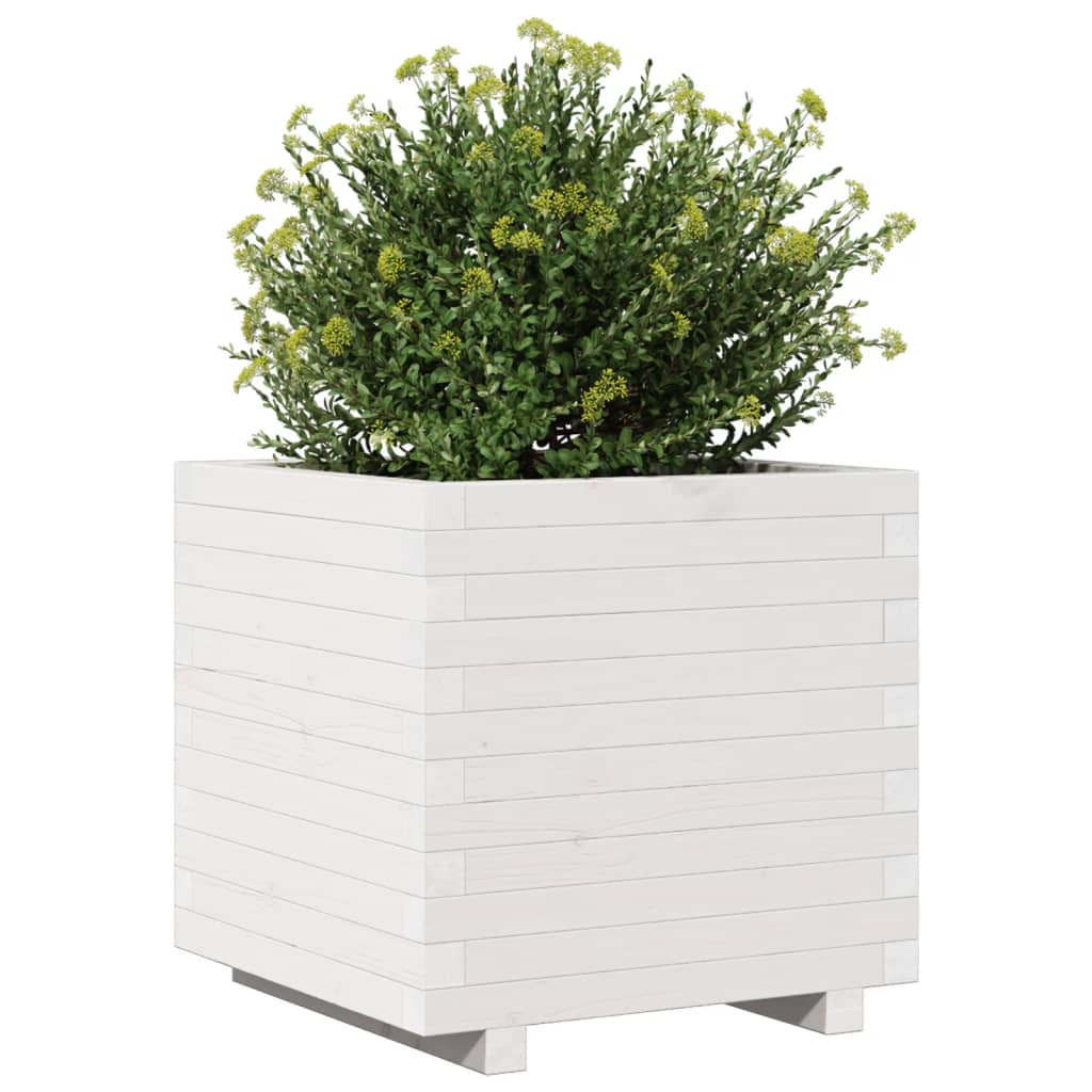 vidaXL Plantekasse hvit 50x50x49,5 cm heltre furu