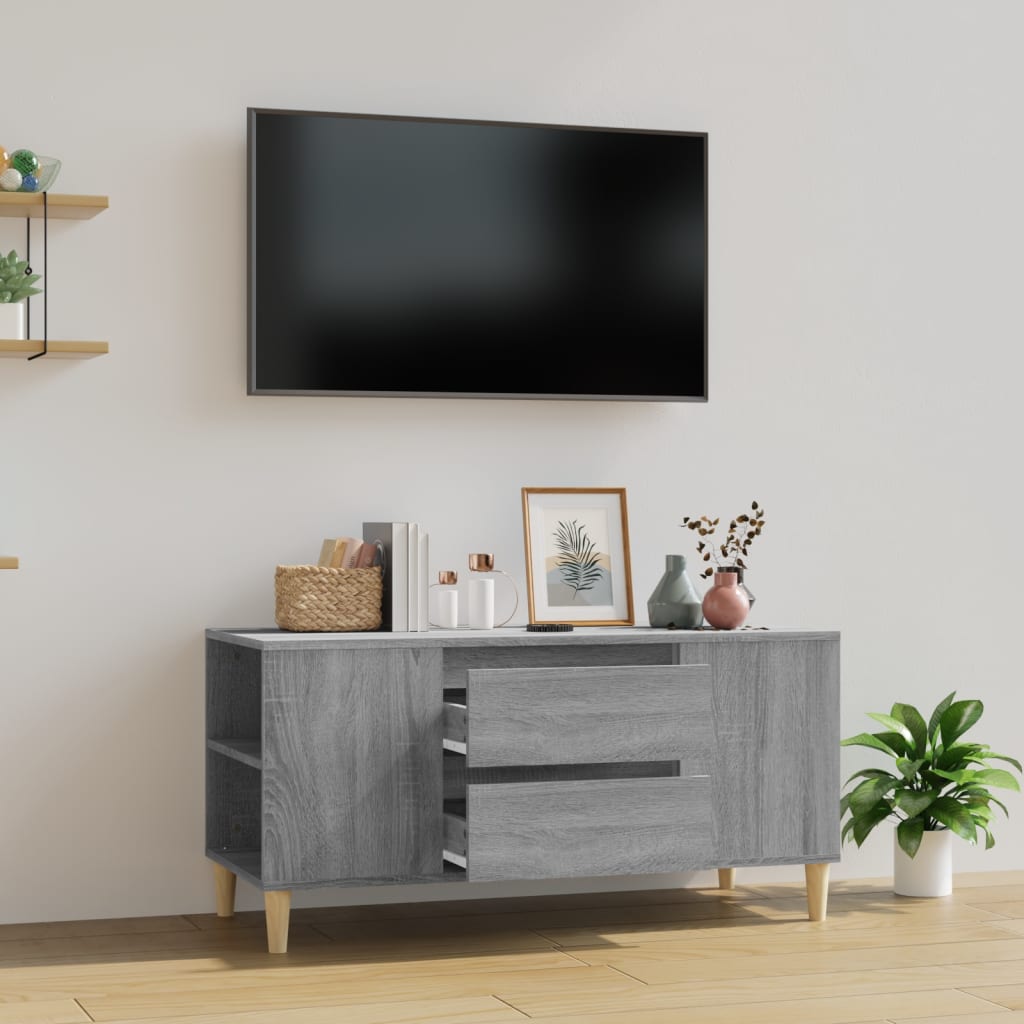 vidaXL TV-benk grå sonoma 102x44,5x50 cm konstruert tre