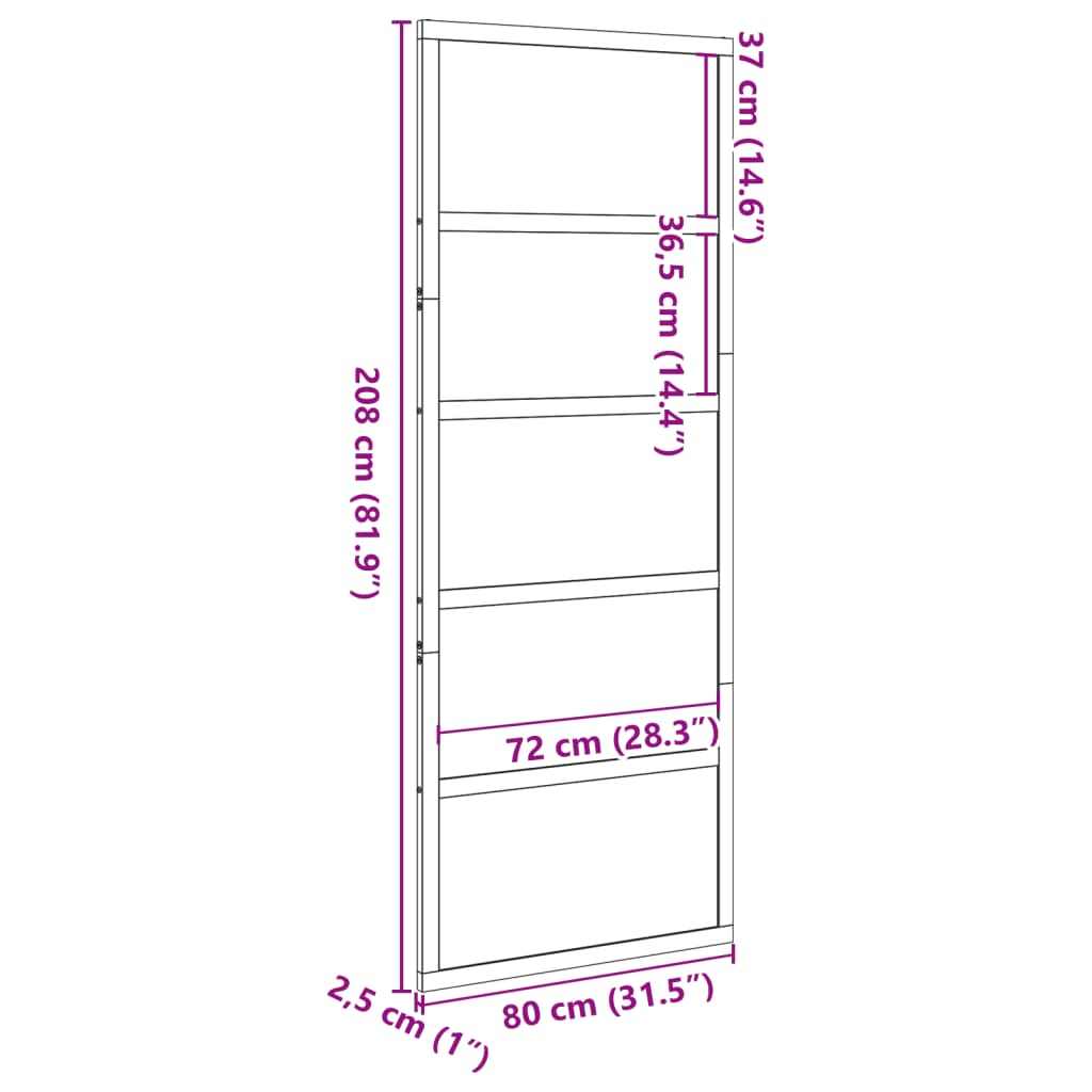 vidaXL Låvedør 80x208 cm heltre furu