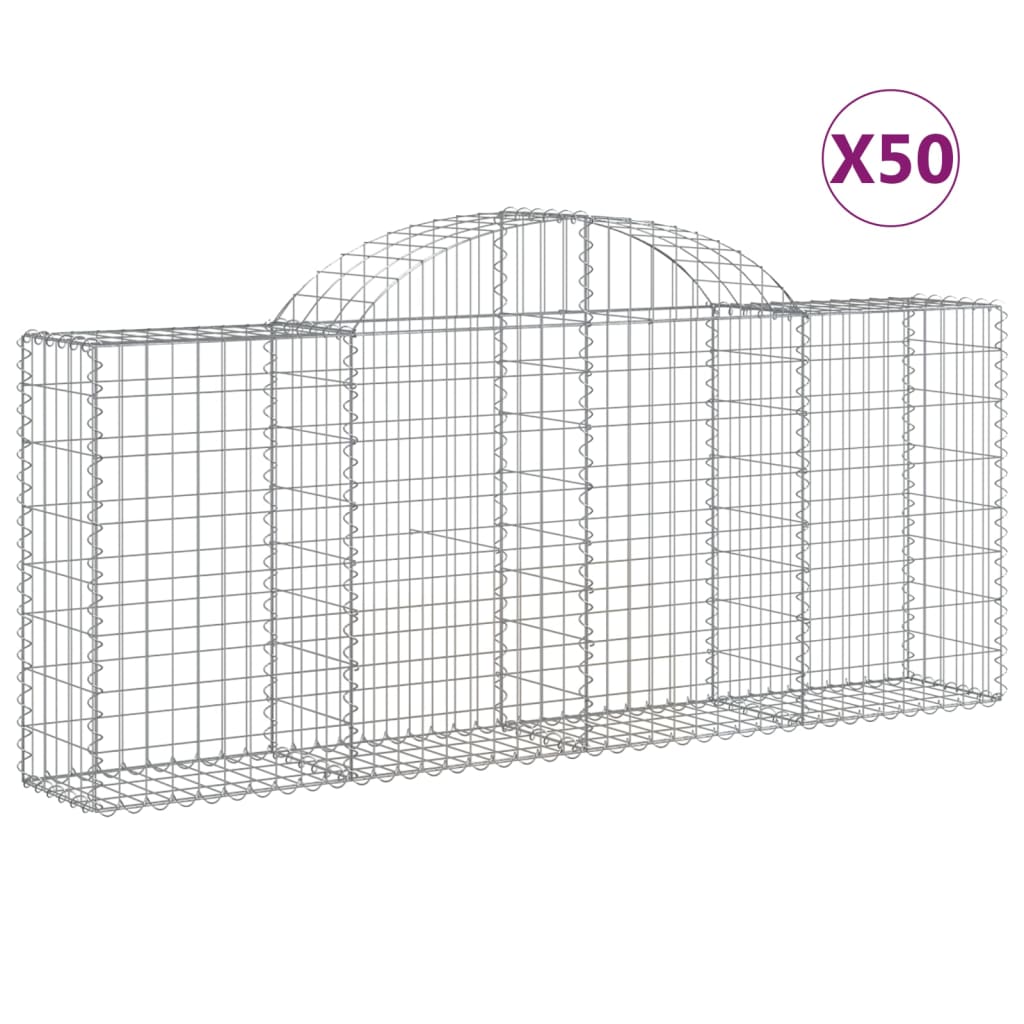 vidaXL Gabionkurver buede 50 stk 200x30x80/100 cm galvanisert jern