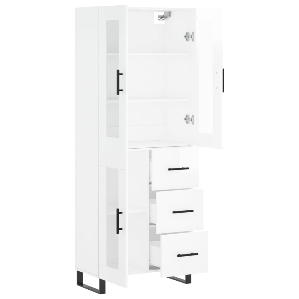 vidaXL Highboard høyglans hvit 69,5x34x180 cm konstruert tre