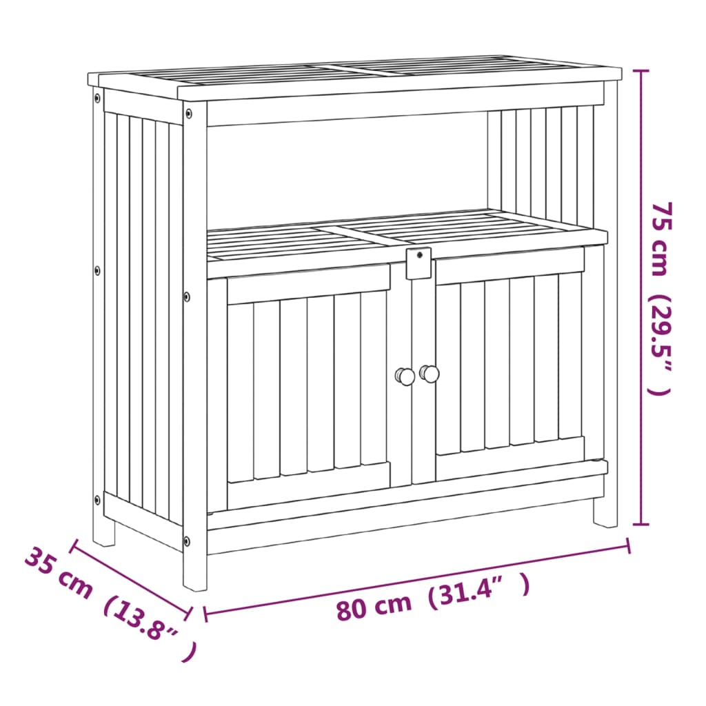 vidaXL Hagekonsollbord 80x35x75 cm heltre akasie