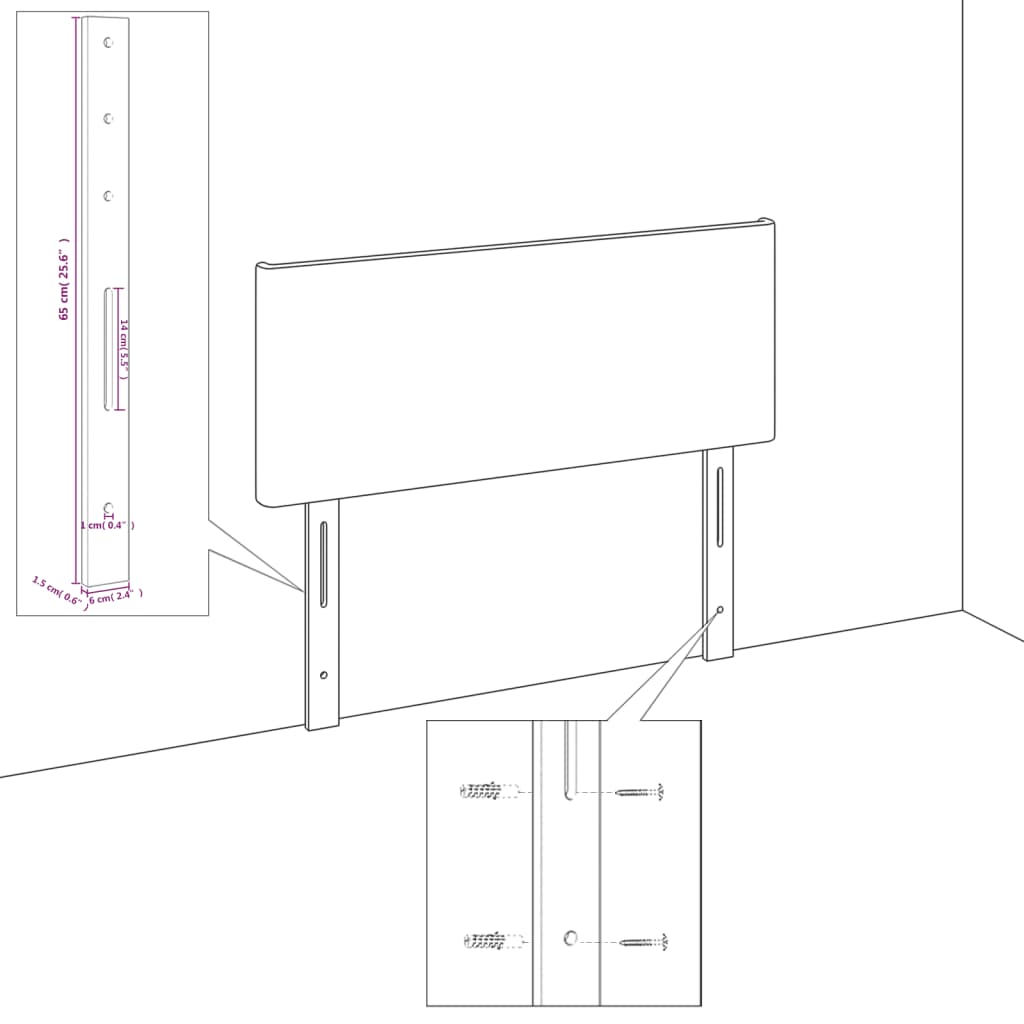 vidaXL Hodegavler 2 stk hvit 72x5x78/88 cm kunstlær