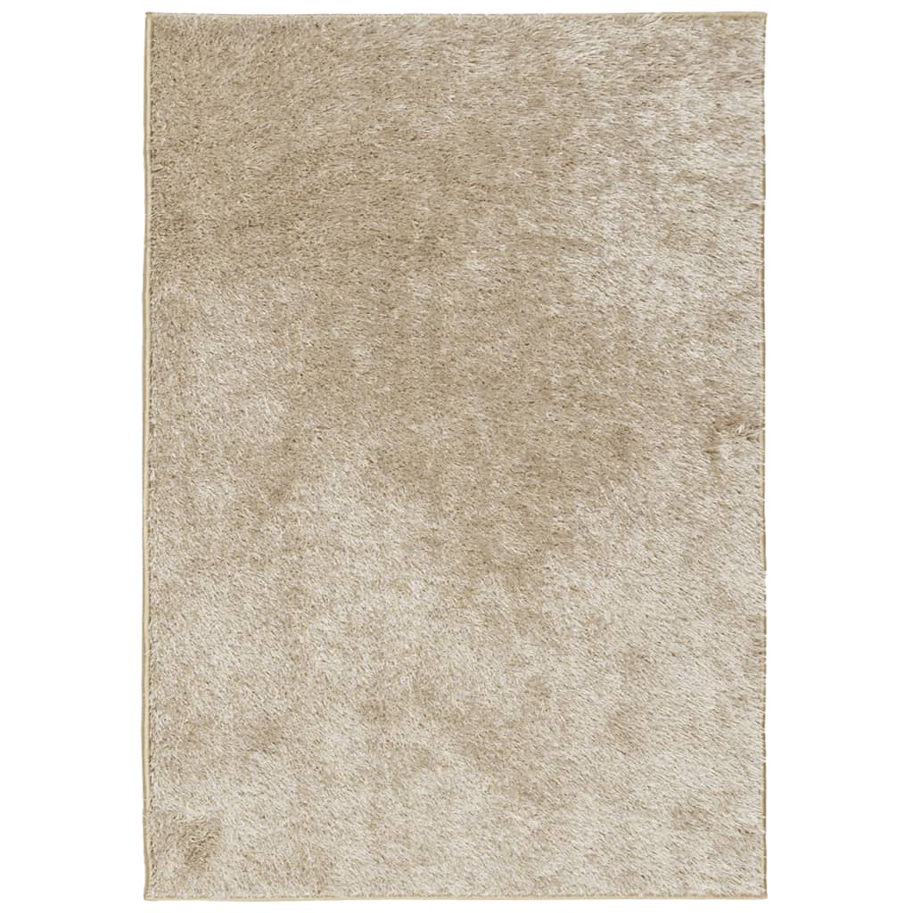 vidaXL Teppe ISTAN med høy luv skinnende utseende beige 140x200 cm